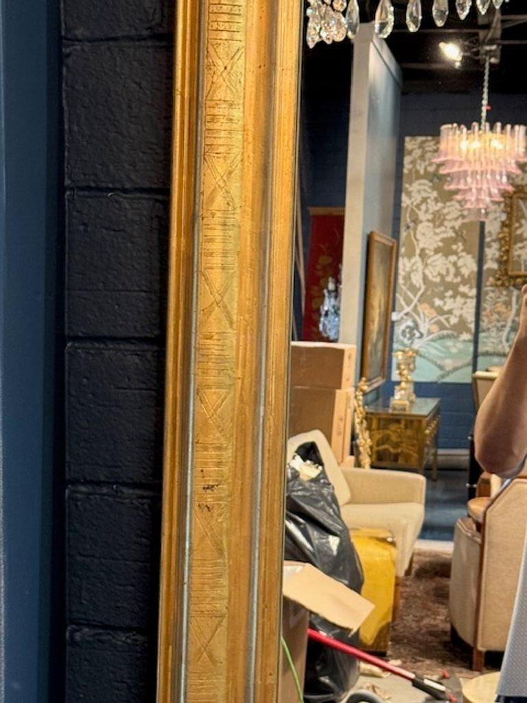 French Gold Louis Philippe MIrror with Geometric Pattern In Good Condition For Sale In Dallas, TX