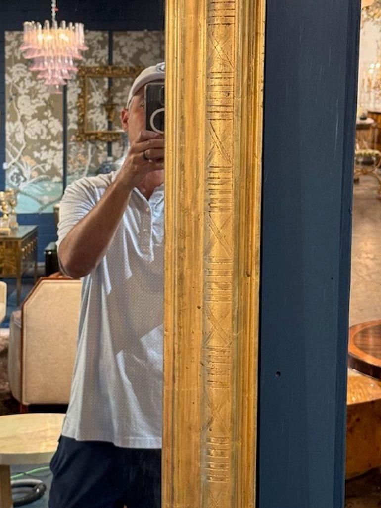 20th Century French Gold Louis Philippe MIrror with Geometric Pattern For Sale
