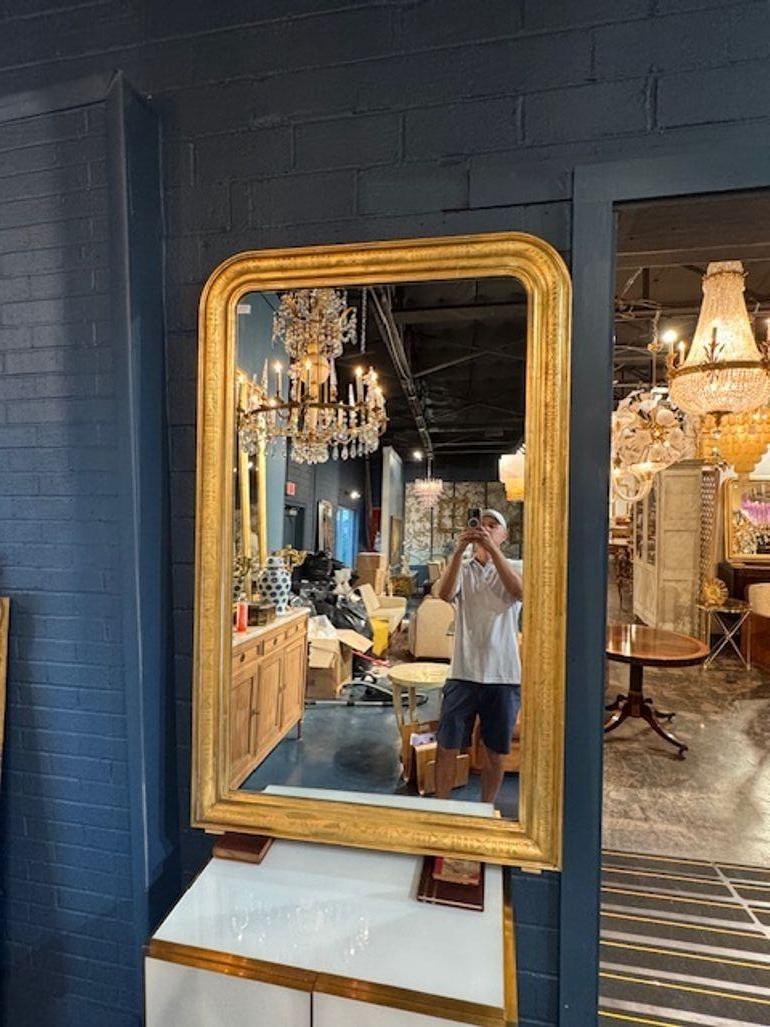 French Gold Louis Philippe MIrror with Geometric Pattern For Sale 1