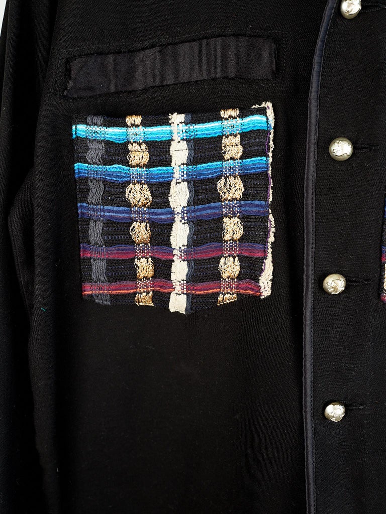 French Gold lurex Multi Color Lurex Tweed Jacket Black Military Blue