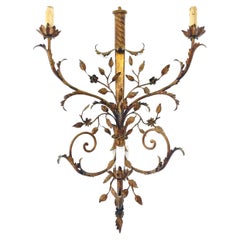 Vintage French Gold metal Wall Light in the Style of Baguès - 1940 France