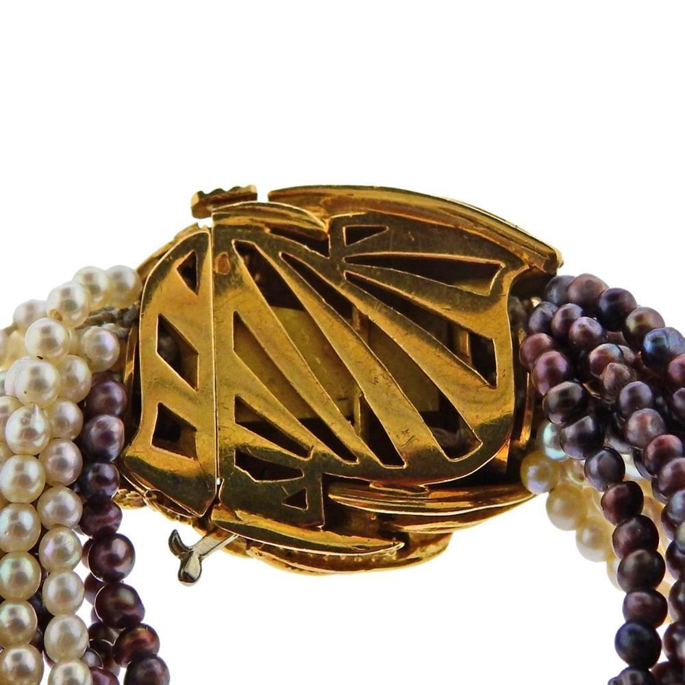 Women's French Gold Pearl Multi Strand Bracelet