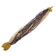 French Gold Pearl Multi Strand Bracelet