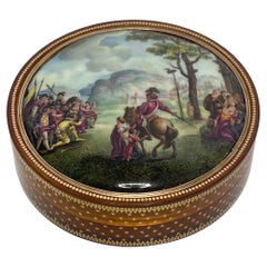 Antique French Gold Pique and Enamel Box, William Tell, circa 1790