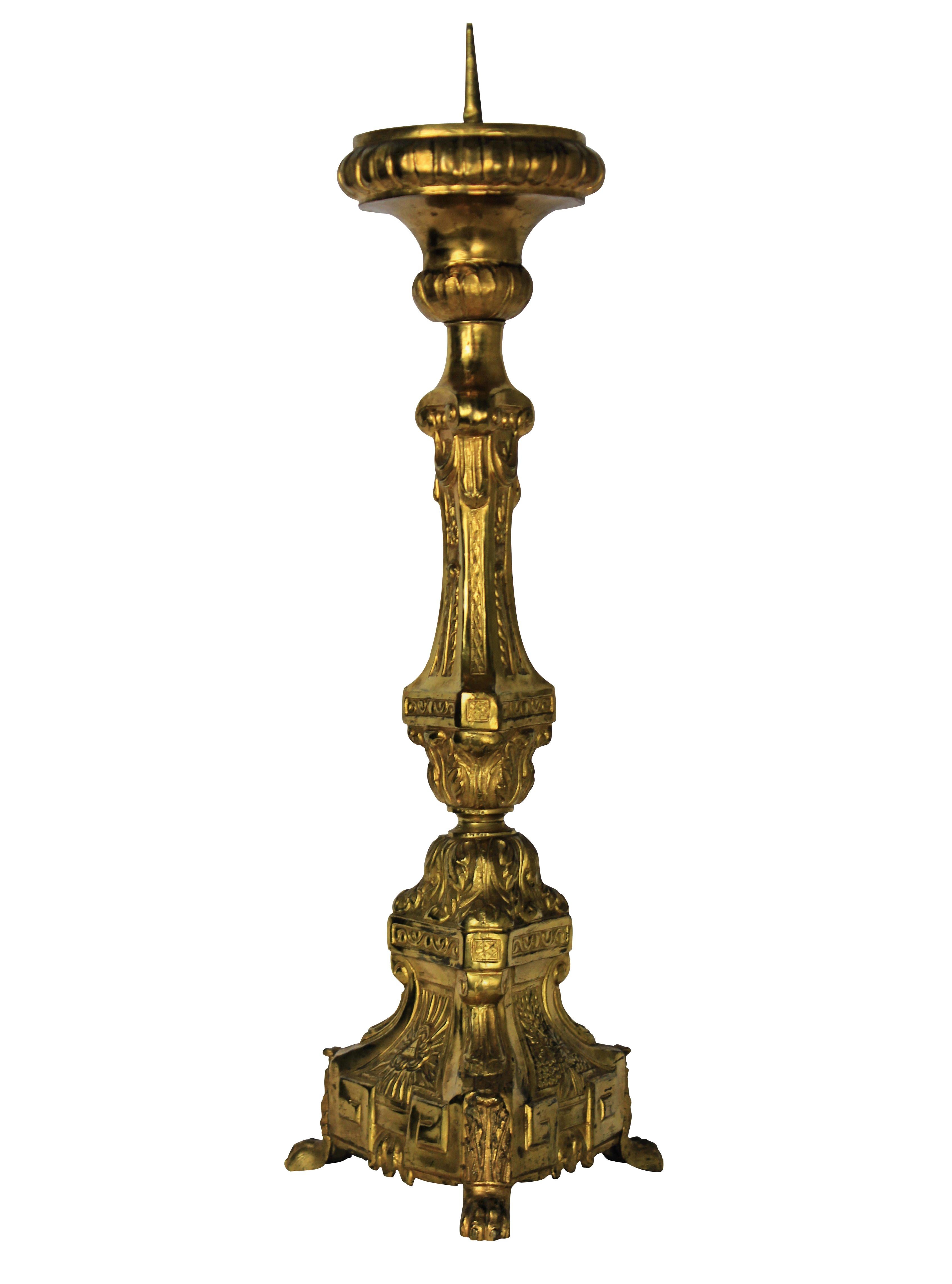 French Gold-Plated Metal Altarstick, circa 1860s (19. Jahrhundert)