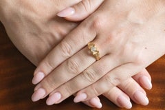 Anello Art Déco in oro giallo 18 carati con diamante a taglio antico, 0,56 ct, Francia