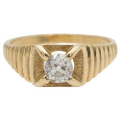 Anello Art Déco in oro giallo 18 carati con diamante a taglio antico, 0,56 ct, Francia