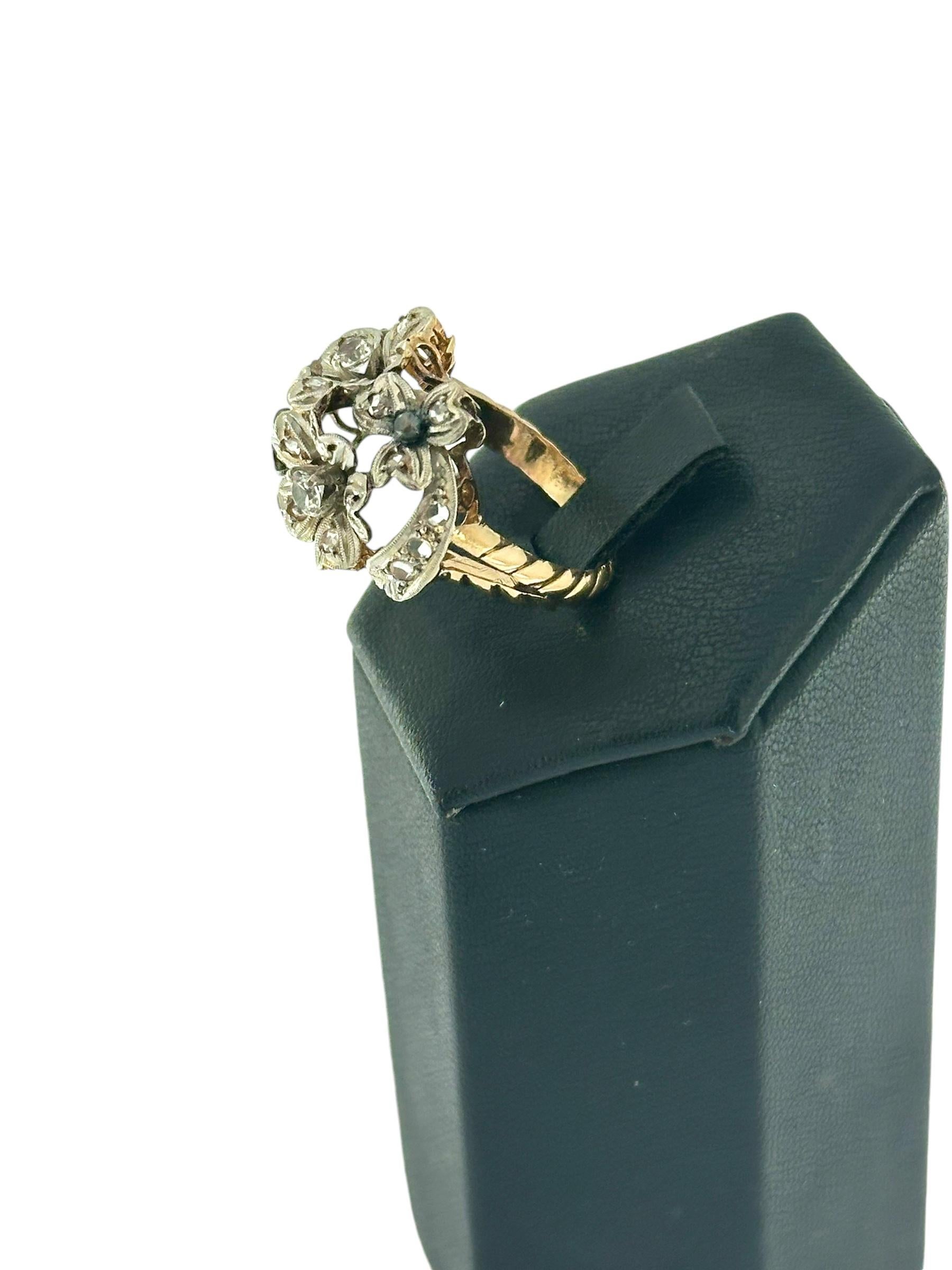 Mixed Cut French Gold Set Earrings and Ring Flower Design with Pearls and Zirconia For Sale