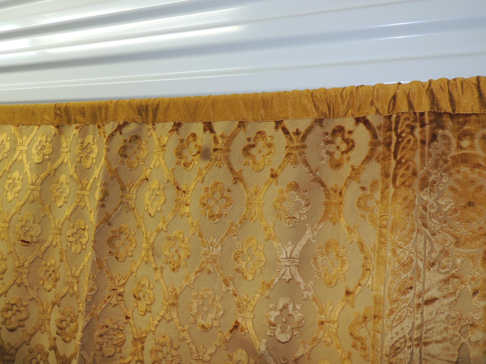 Hand-Crafted French Gold Silk Velvet Gaufrage Drapery Panel