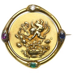 French Gold Spinning Cherub Brooch, circa 1890