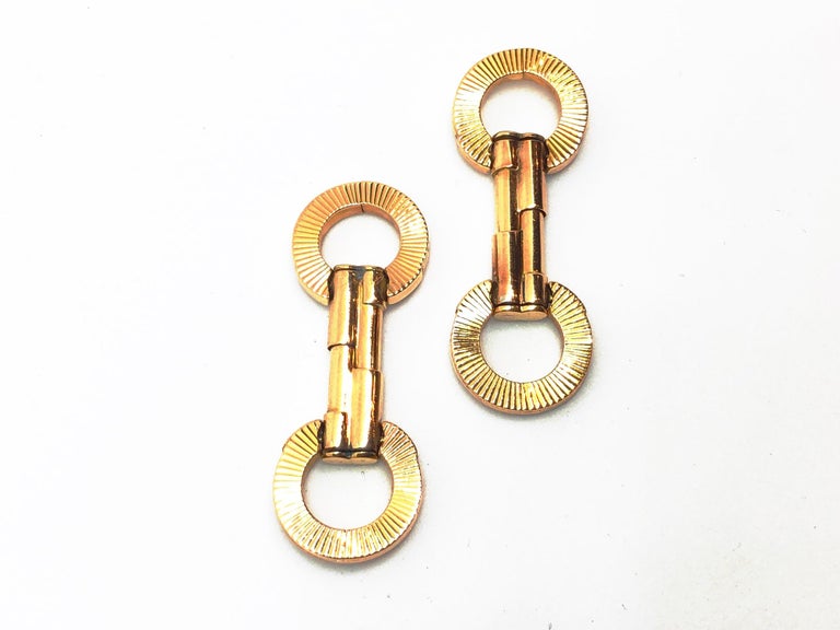 French Gold Stirrup Cufflinks, Circa 1950 In Good Condition For Sale In London, GB