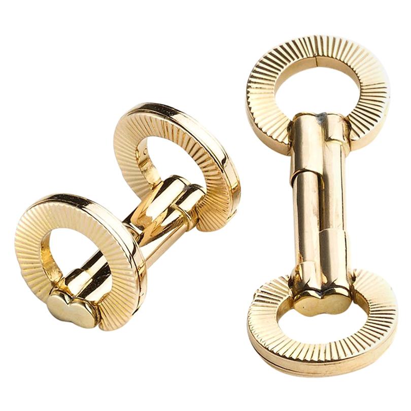 French Gold Stirrup Cufflinks, Circa 1950