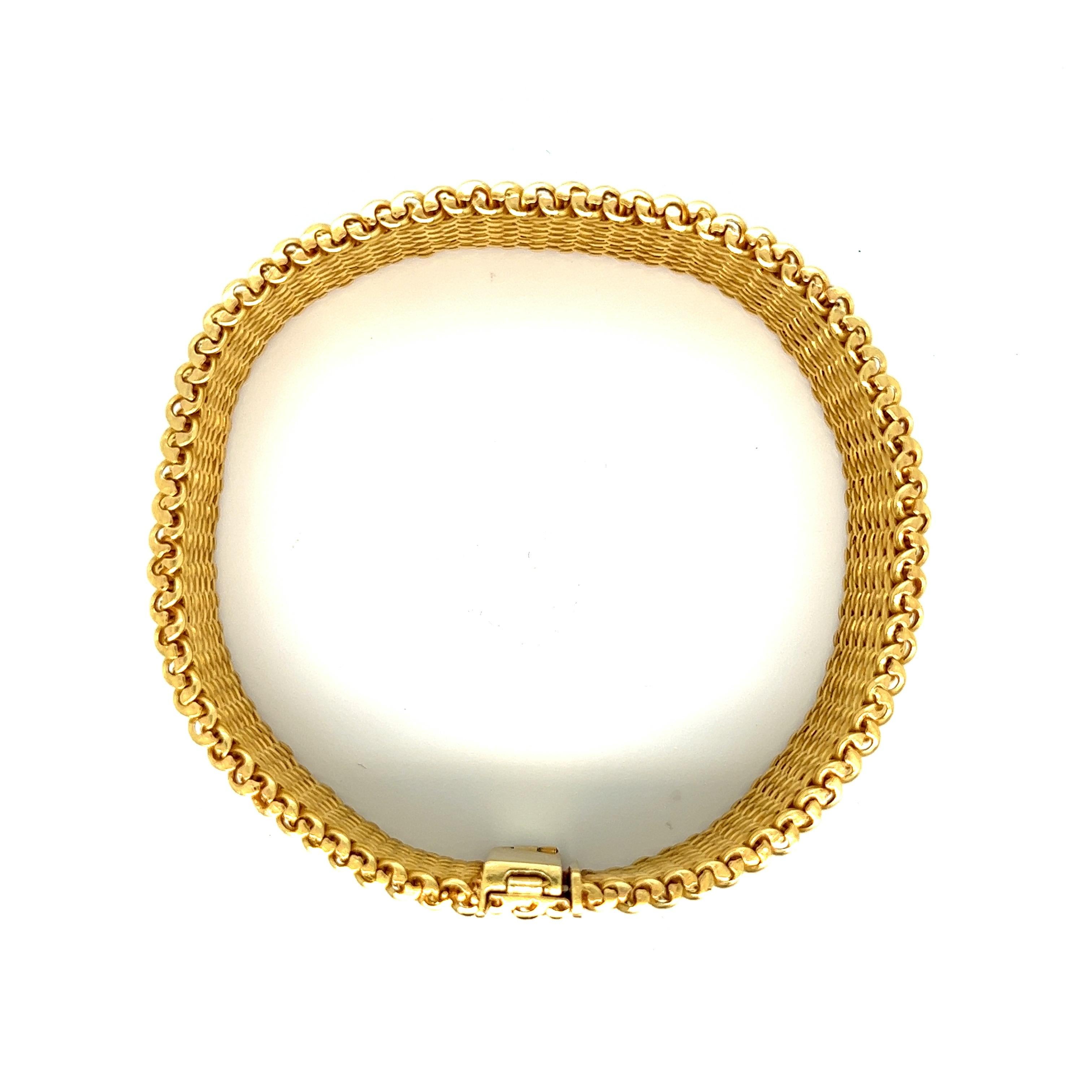 French Gold Strap Bracelet In Excellent Condition For Sale In New York, NY