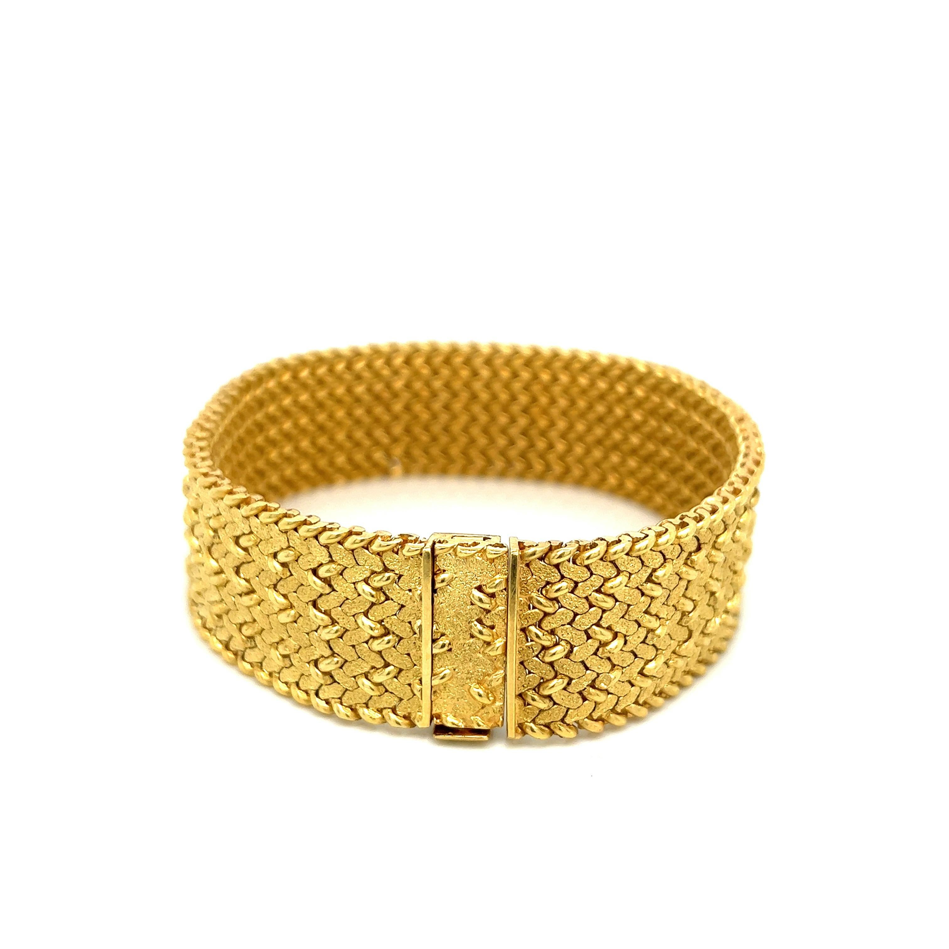 Women's or Men's French Gold Strap Bracelet For Sale