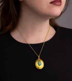 French Gold, Turquoise & Pearl 'Etruscan Revival' Locket