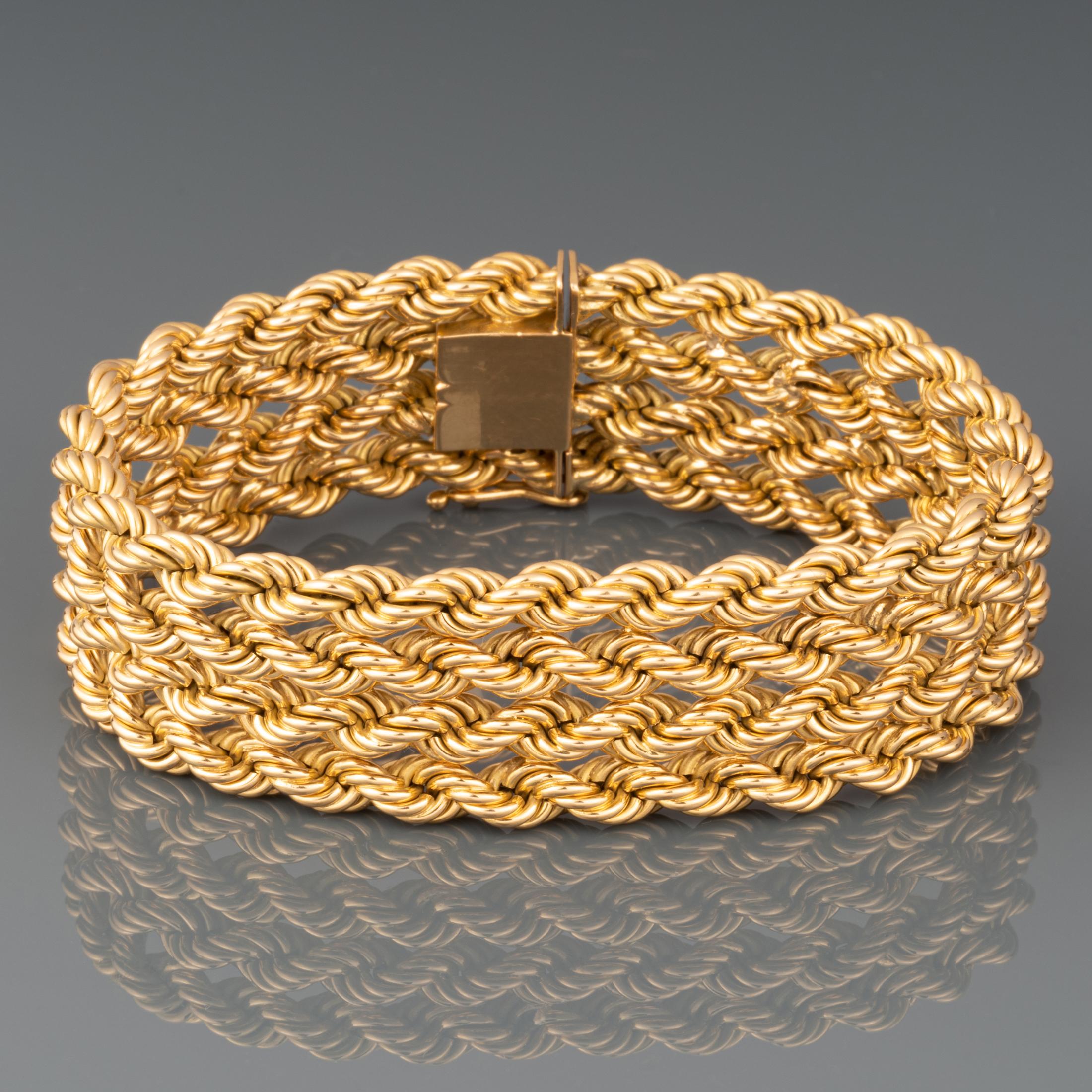 Französisches Vintage-Armband aus Gold im Zustand „Gut“ im Angebot in Saint-Ouen, FR