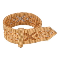 French Gold Vintage Bracelet "Polish Mesh" by Louis Moncany