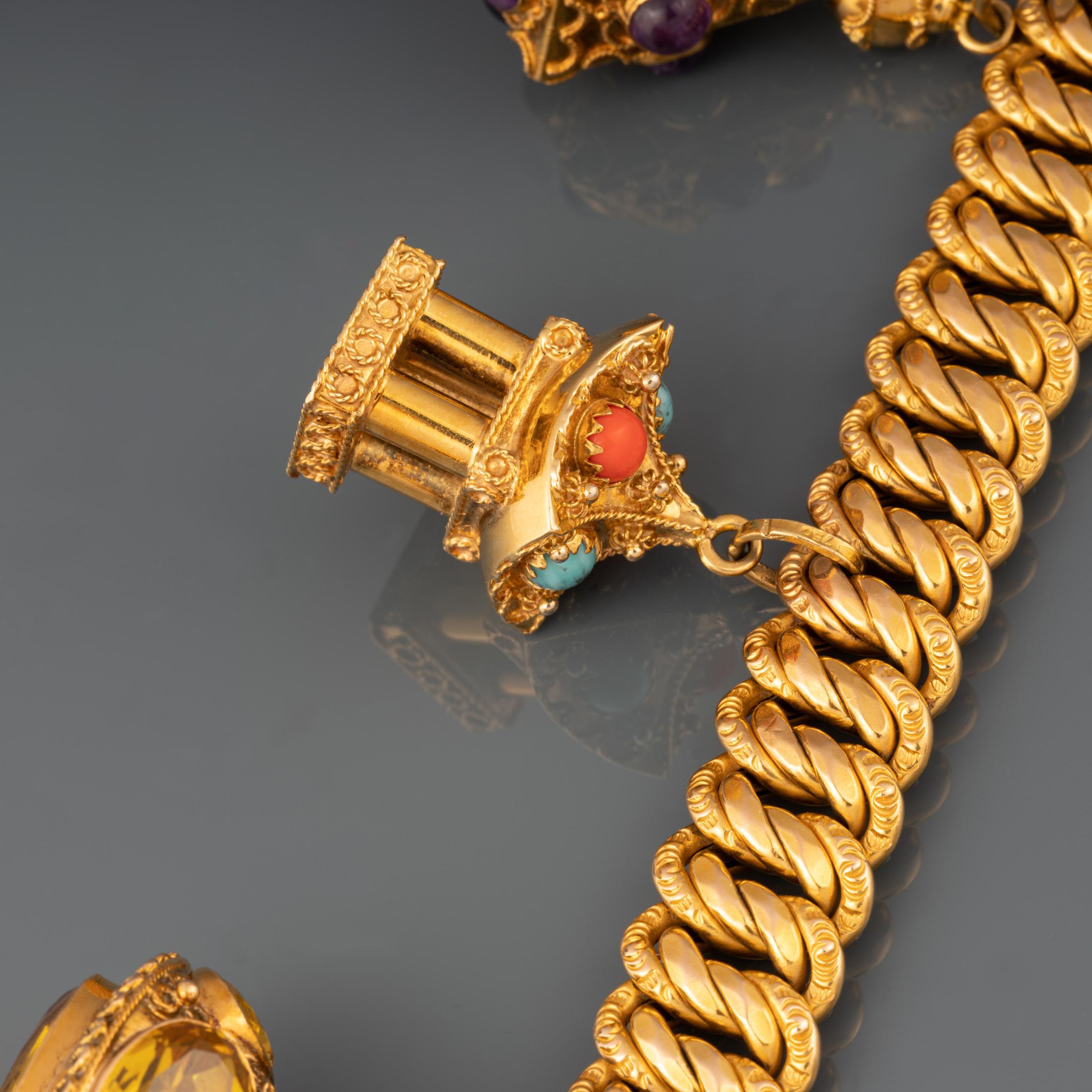 French Gold Vintage Charms Bracelet For Sale 1