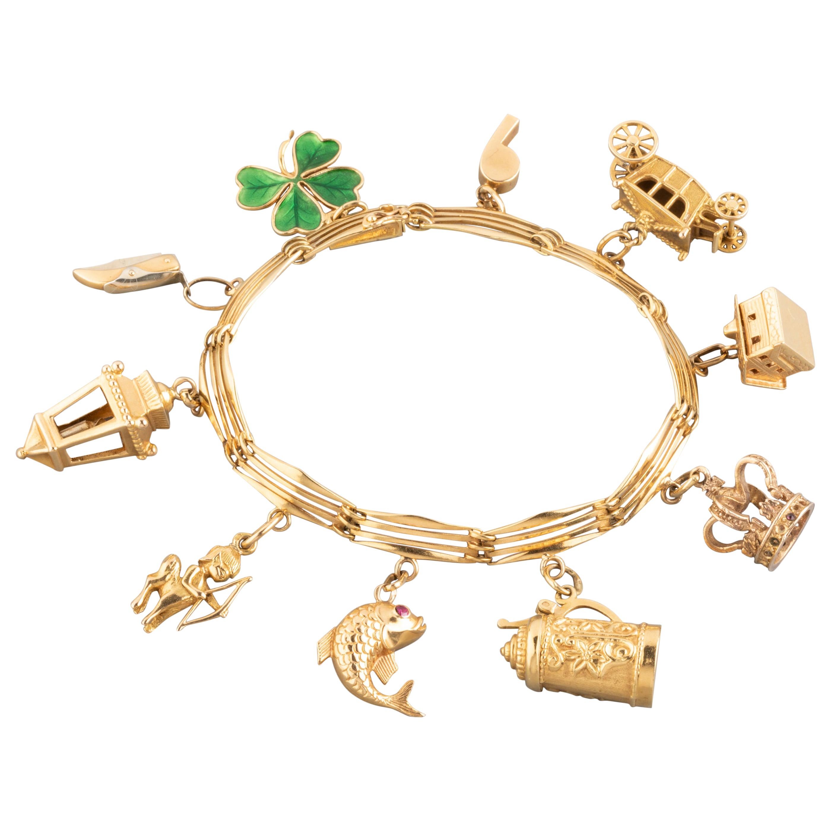 French Gold Vintage Charms Bracelet For Sale at 1stDibs gold charms