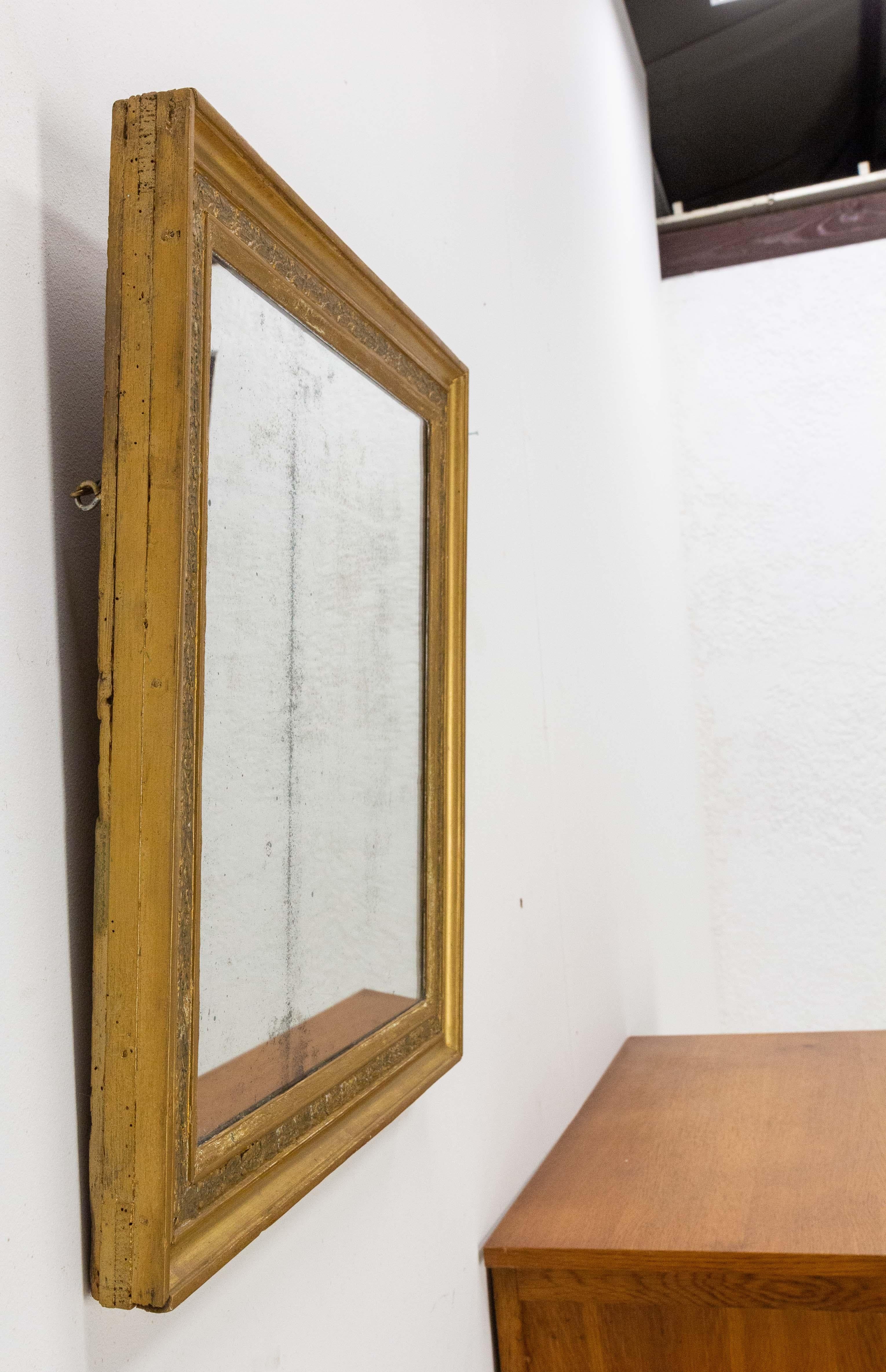 French Golden Frame Stucco Mirror Vegetal Patterns, Early 20th Century For Sale 2