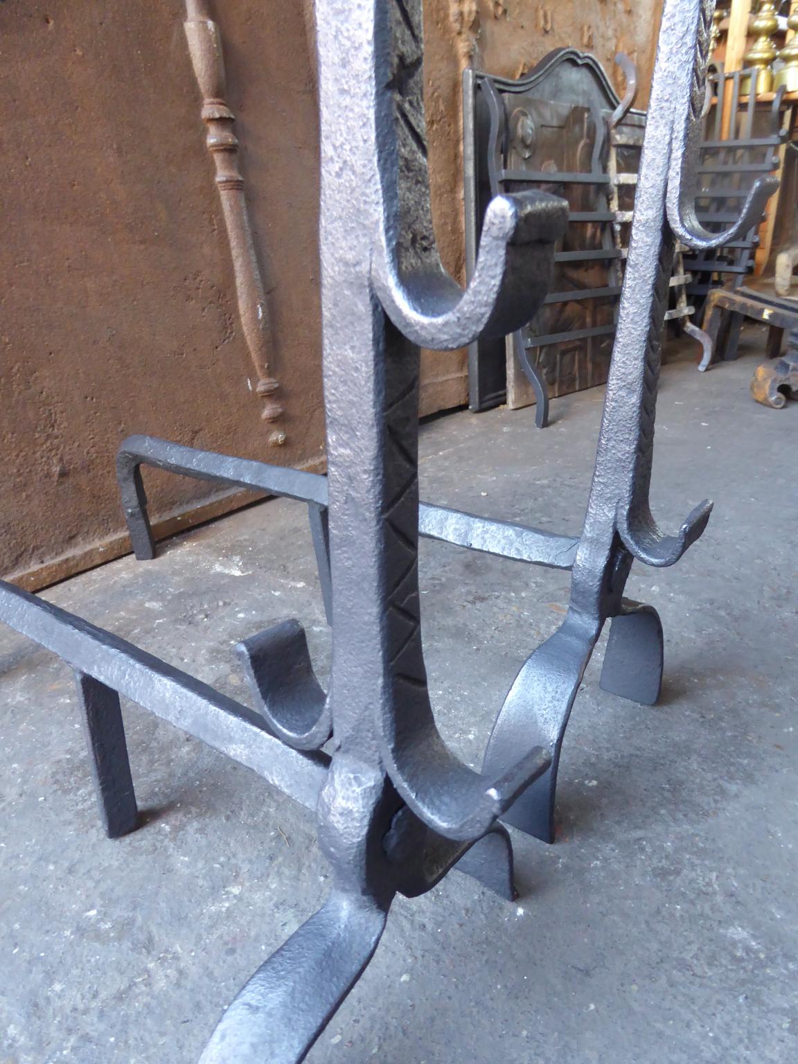 French Gothic Andirons or Firedogs, 17th Century For Sale 4