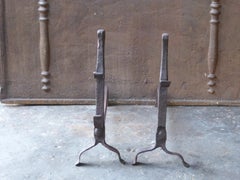 French Gothic Andirons or Firedogs, 17th Century