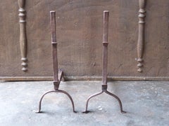 French Gothic Andirons or Firedogs, 17th Century