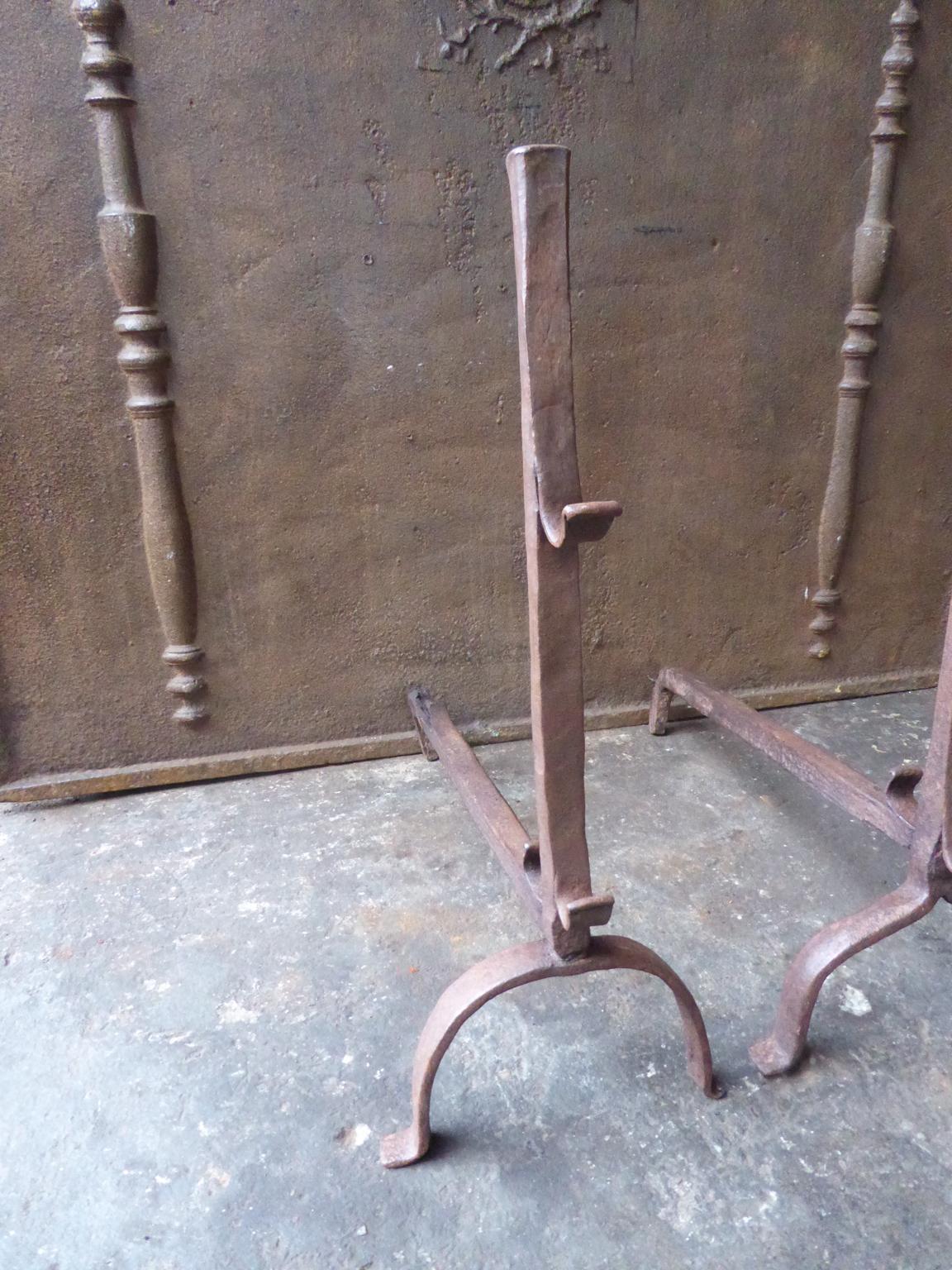 French Gothic Andirons or Firedogs, 17th Century In Good Condition For Sale In Soest, NL