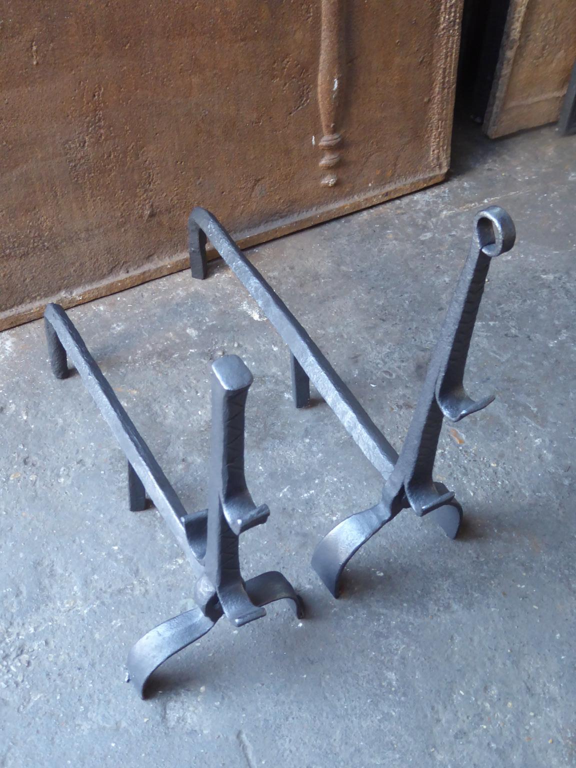 French Gothic Andirons or Firedogs, 17th Century In Good Condition For Sale In Soest, NL