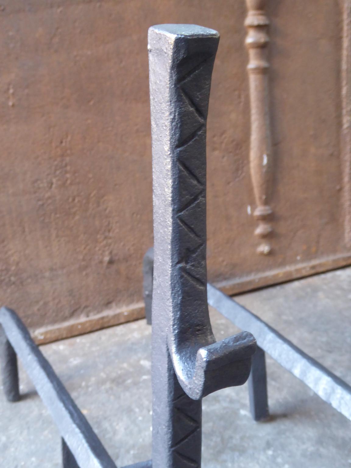 French Gothic Andirons or Firedogs, 17th Century For Sale 2