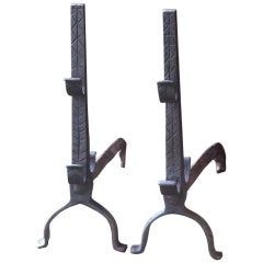 French Gothic Andirons or Firedogs, 17th Century