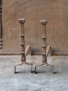 French Gothic Andirons or Firedogs, Gothic Period, 17th Century