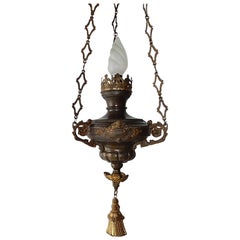 French Gothic Church Sanctuary Lamp Chandelier, circa 1890