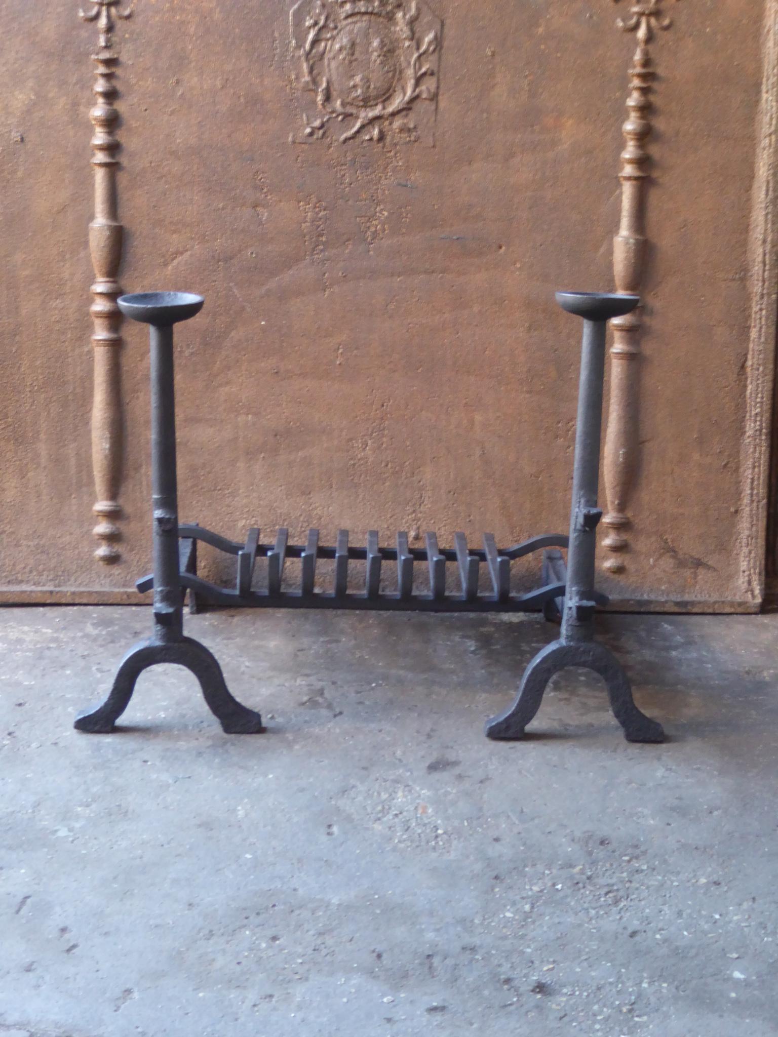 Forged Antique French Gothic Fire Grate, Fireplace Grate