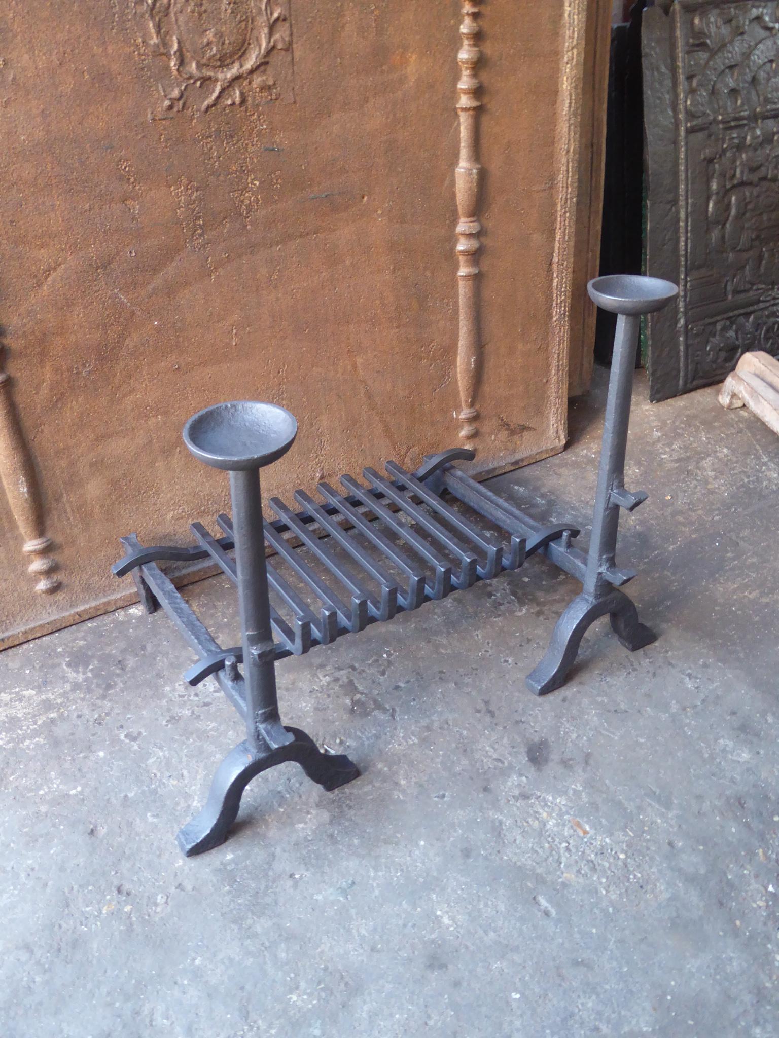 19th Century Antique French Gothic Fire Grate, Fireplace Grate