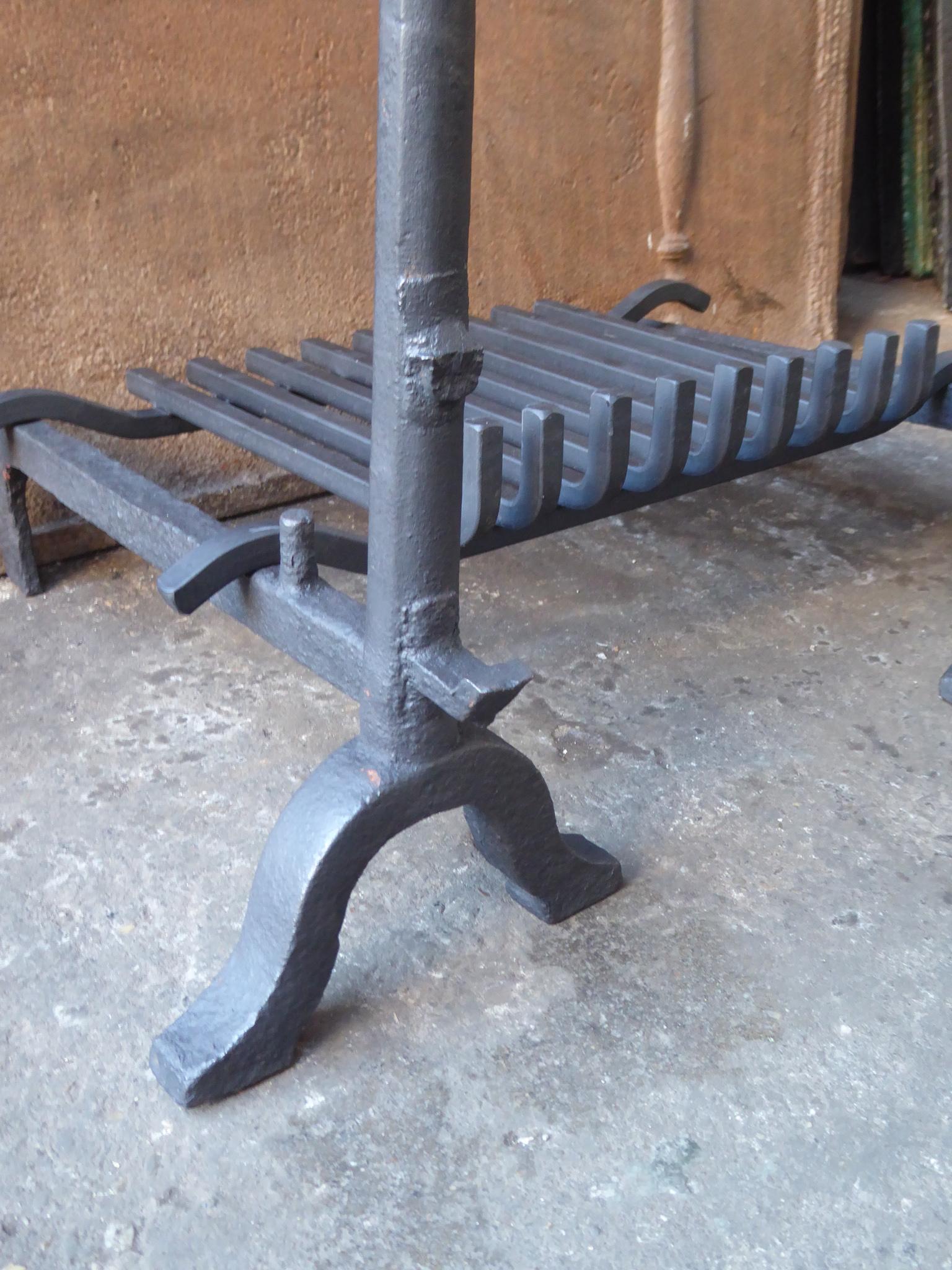 Antique French Gothic Fire Grate, Fireplace Grate 1