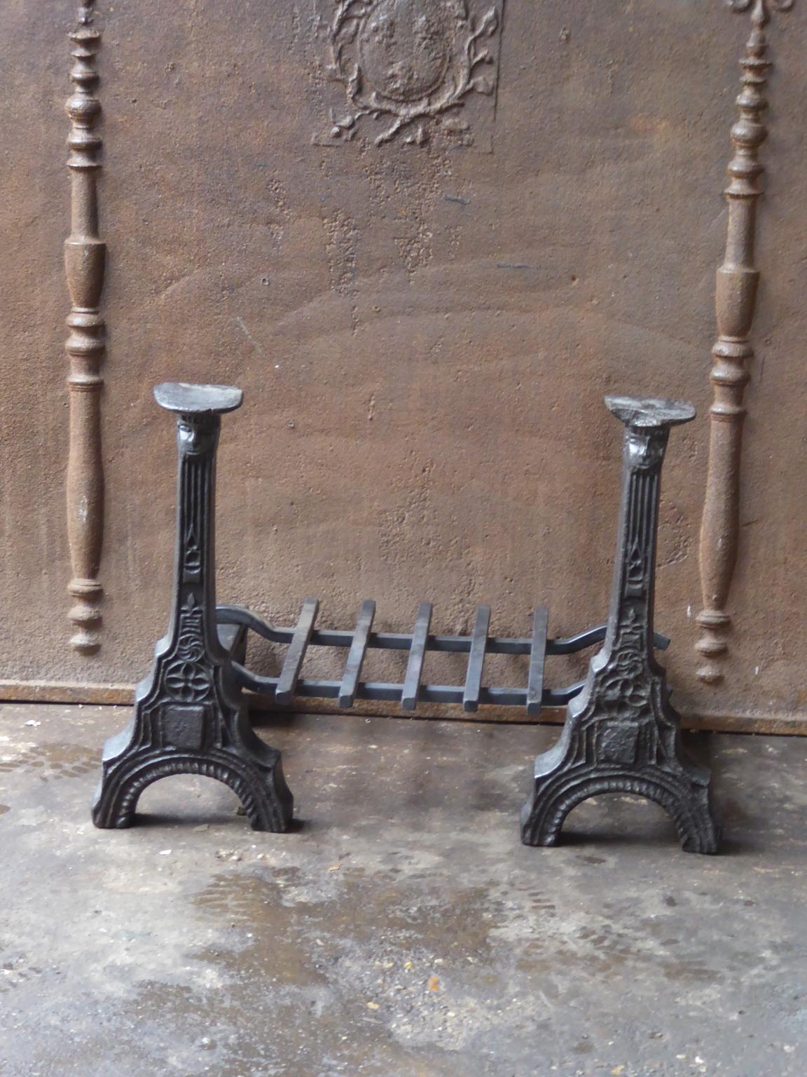 Cast French Gothic Fireplace Grate or Fire Basket, 15th Century For Sale