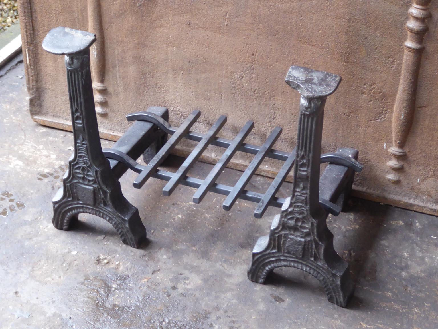 Iron French Gothic Fireplace Grate or Fire Basket, 15th Century For Sale