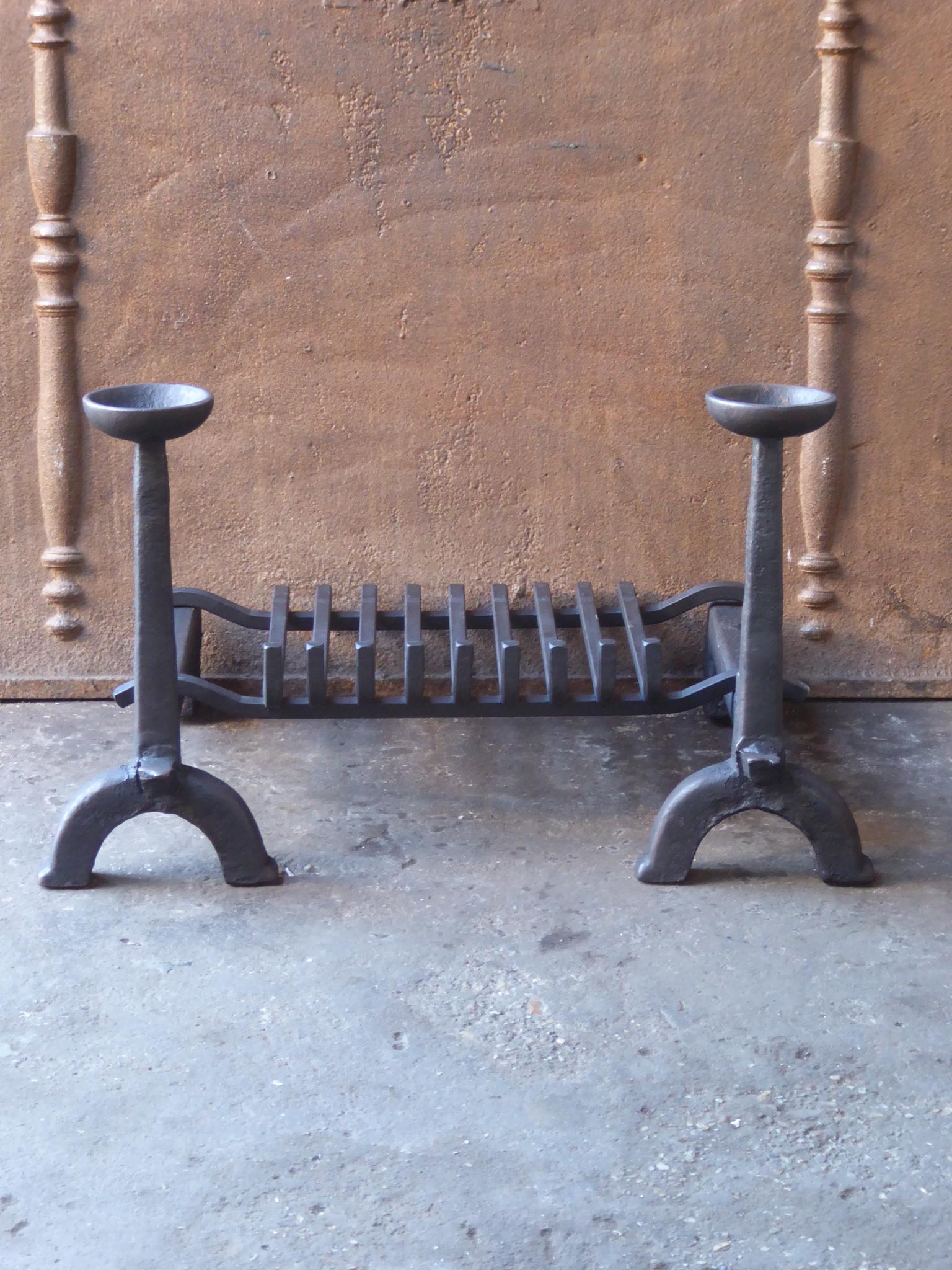 Cast French Gothic Fireplace Grate or Fire Basket, 17th Century