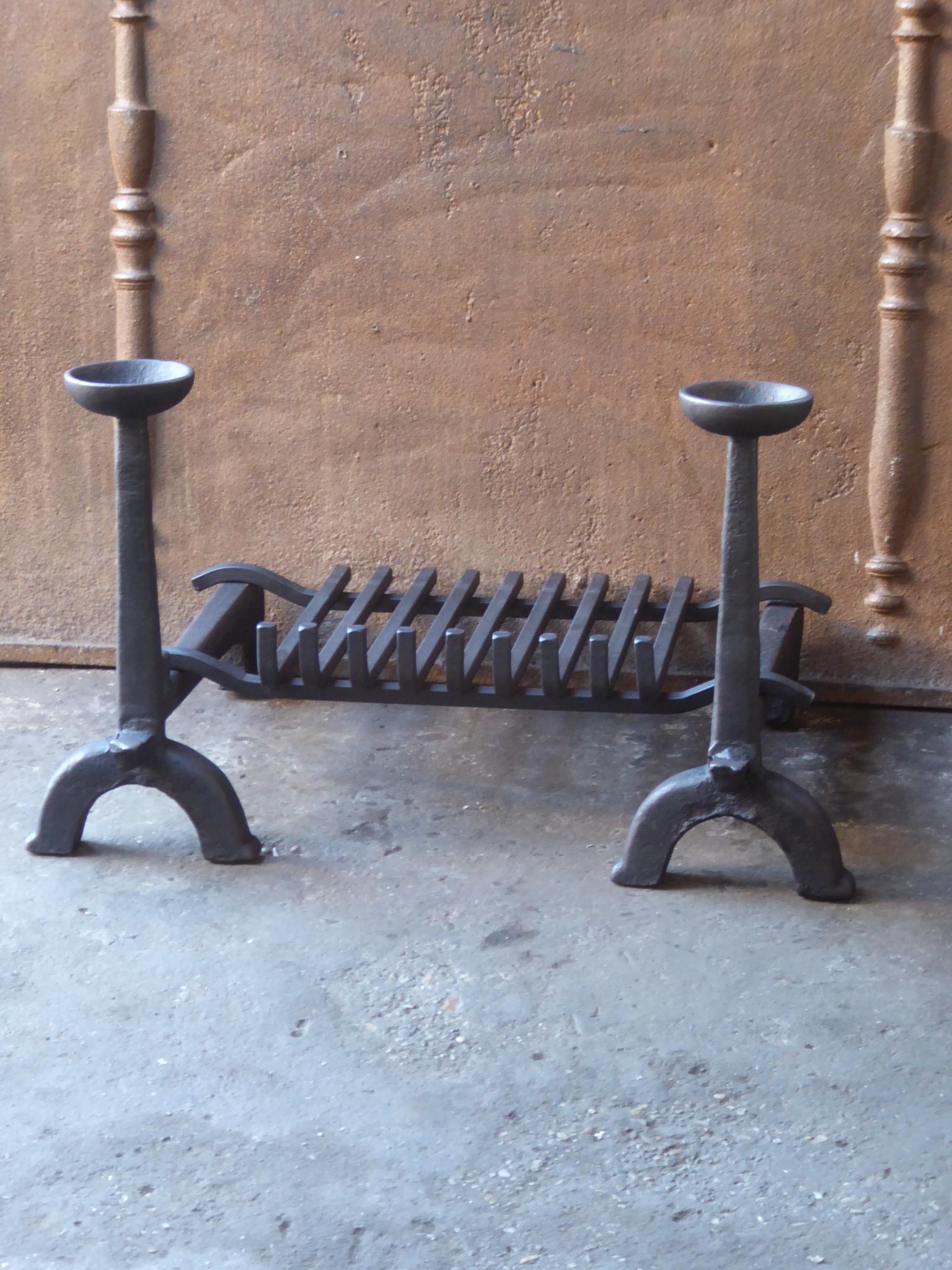 18th Century and Earlier French Gothic Fireplace Grate or Fire Basket, 17th Century