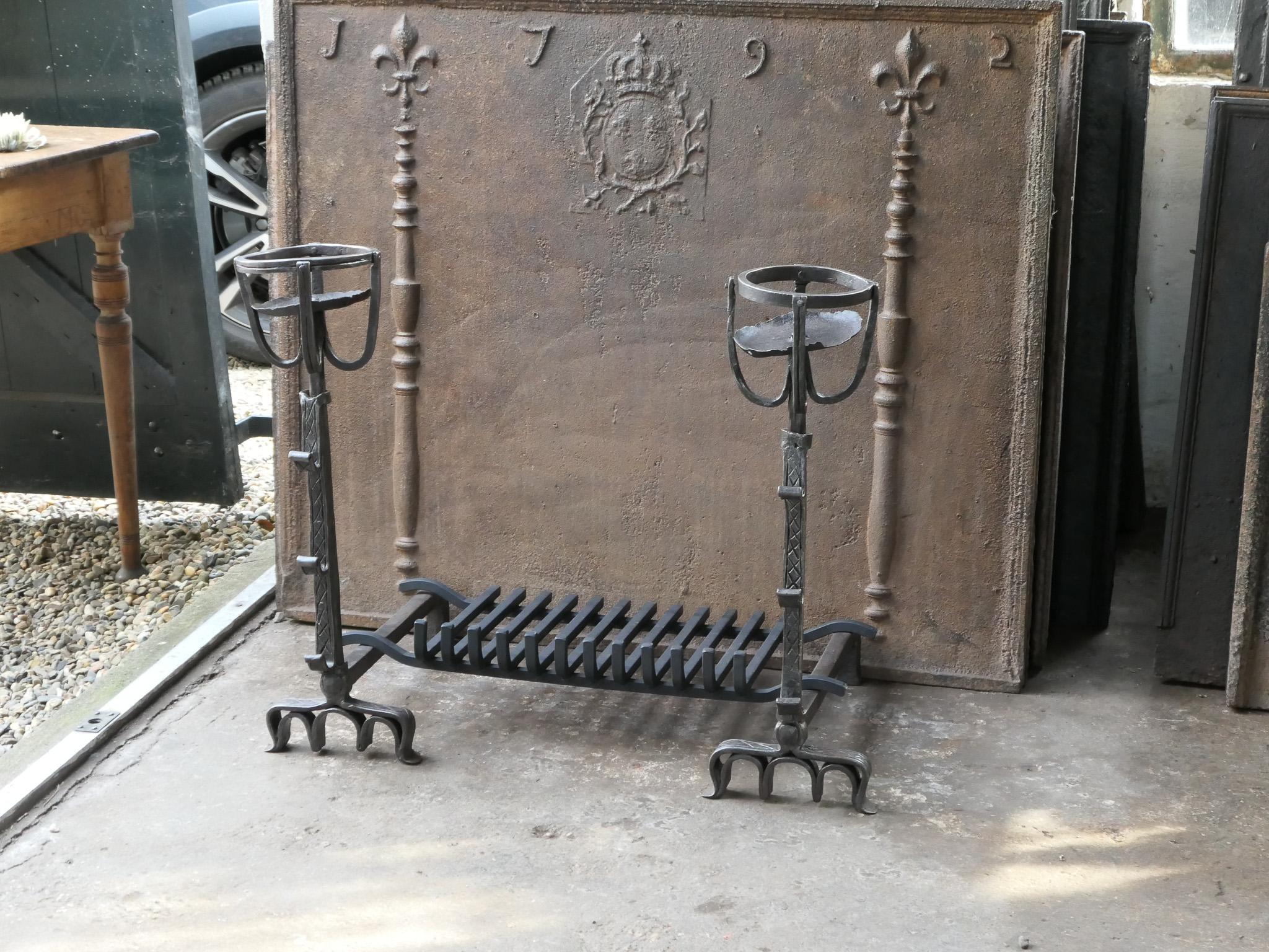 18th Century and Earlier French Gothic Fireplace Grate or Fire Basket, 17th Century For Sale