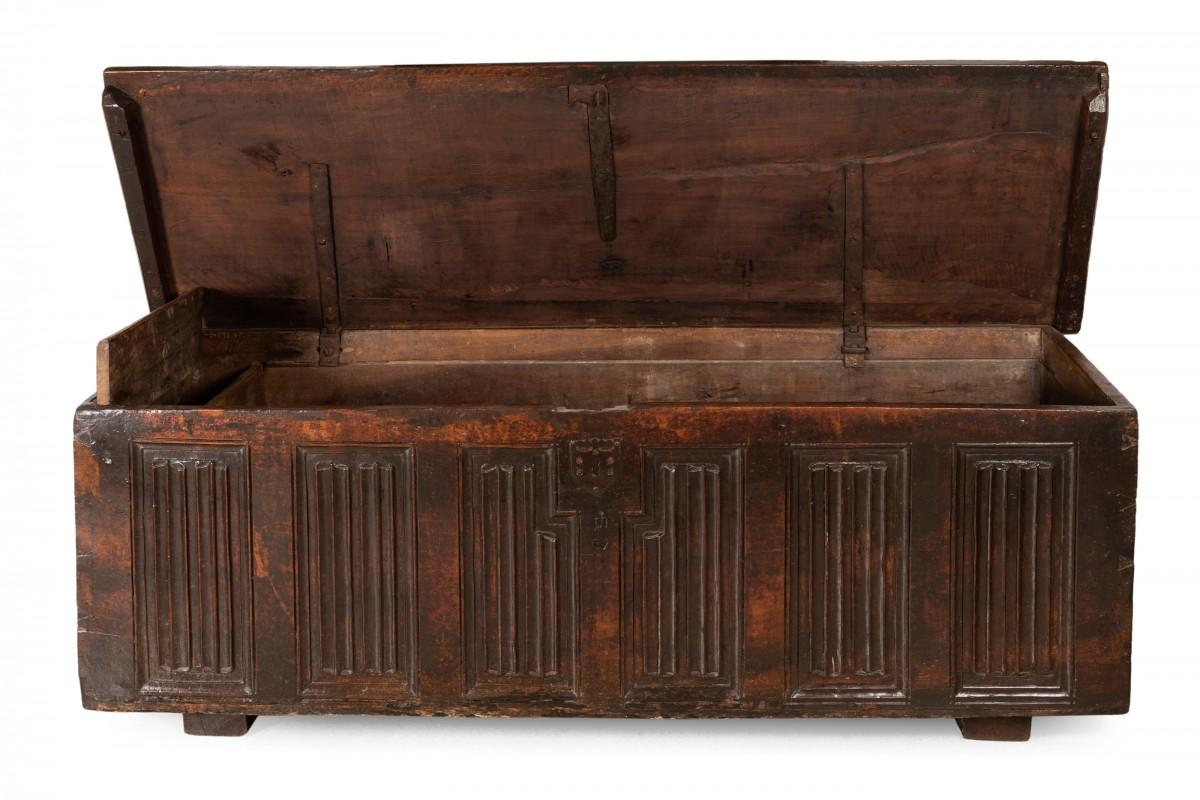 18th Century and Earlier French Gothic Linenfold Chest For Sale