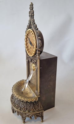 French Gothic mantle clock with water automaton feature