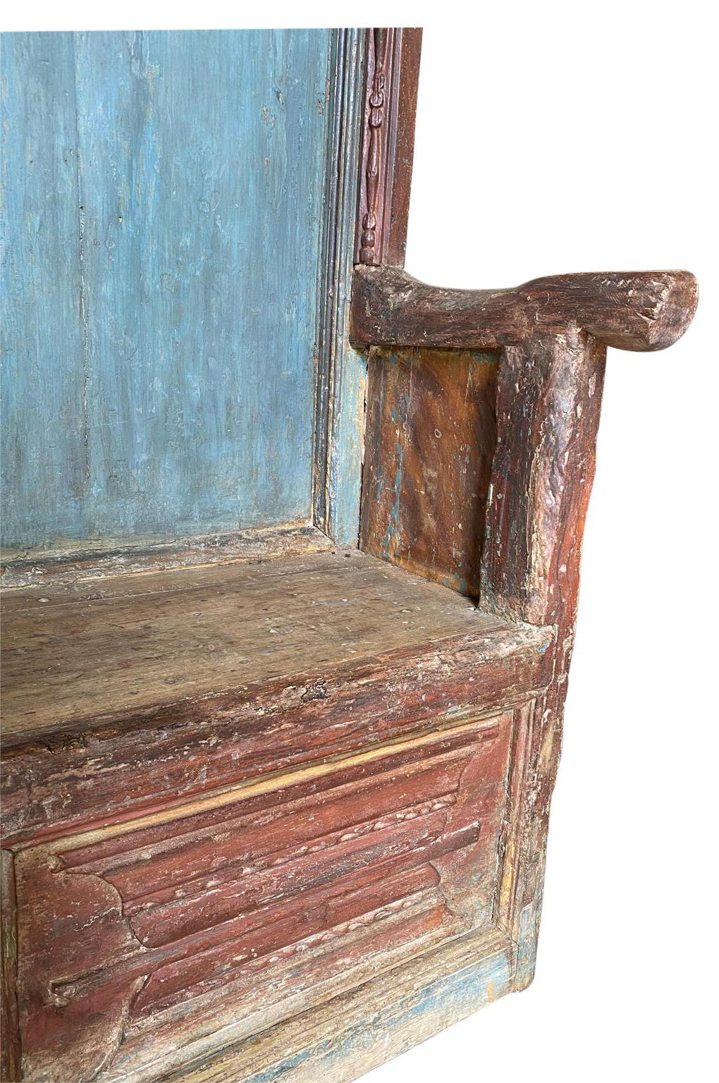 French Gothic Period Painted Bench For Sale 8