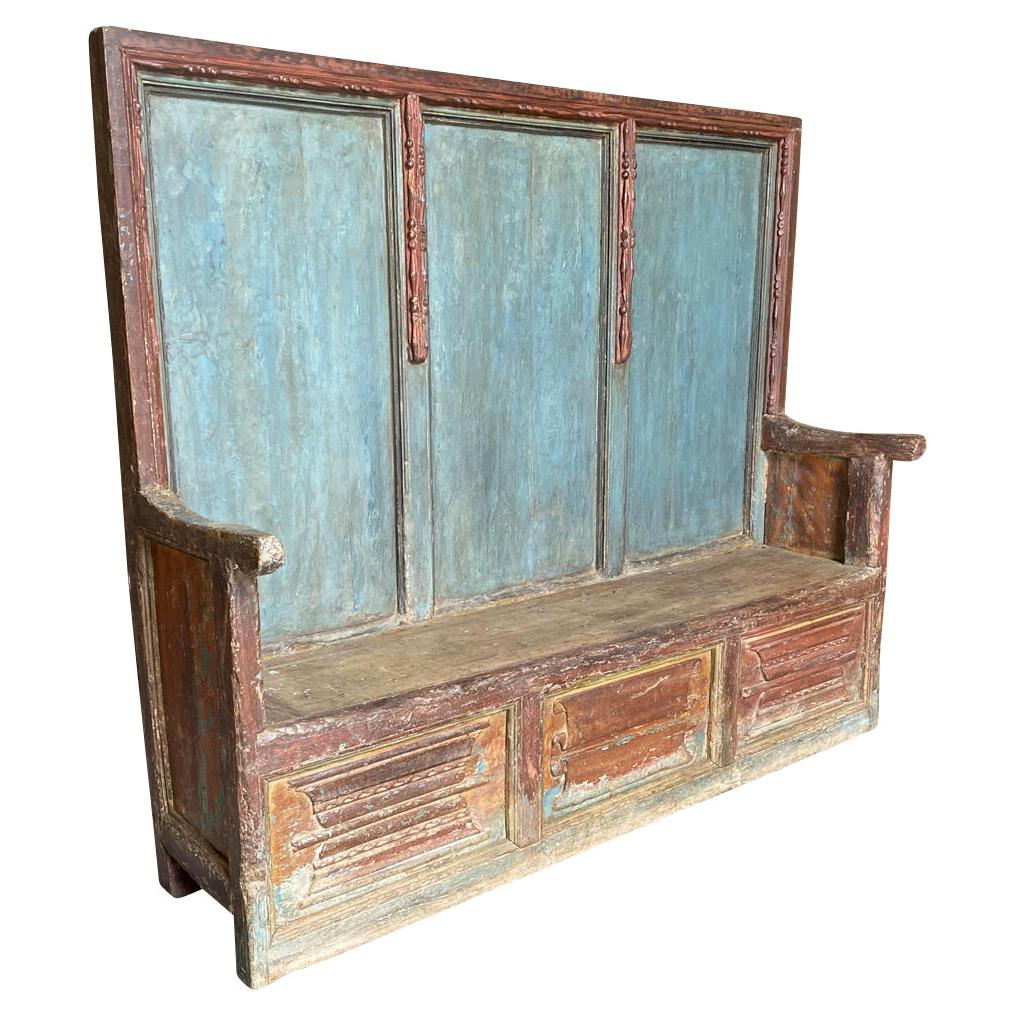 French Gothic Period Painted Bench