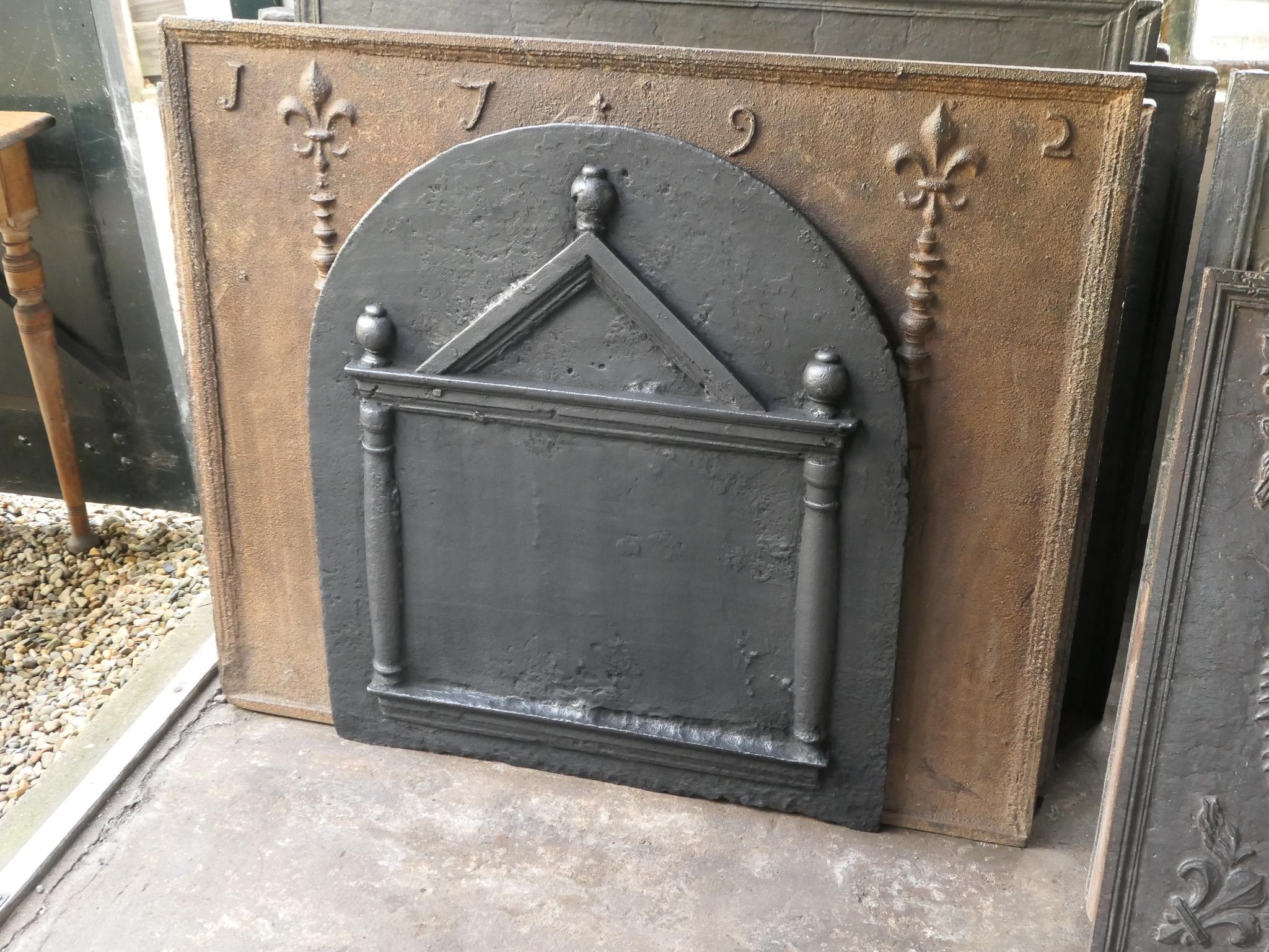 French Gothic Period 'Pillars and Pediment' Fireback / Backspash, 16th Century For Sale 1