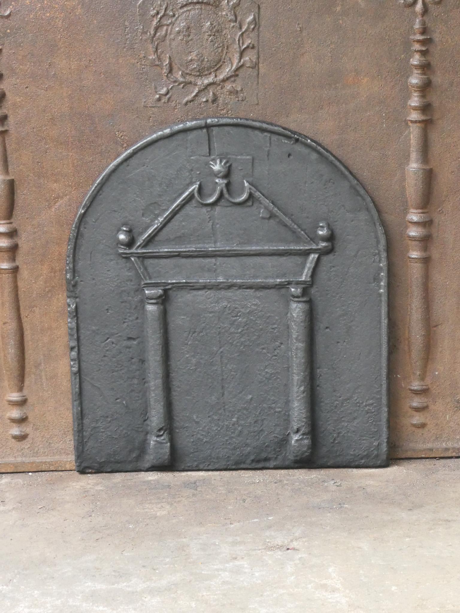 Cast French Gothic 'Pillars and Pediment' Fireback, 17th Century For Sale