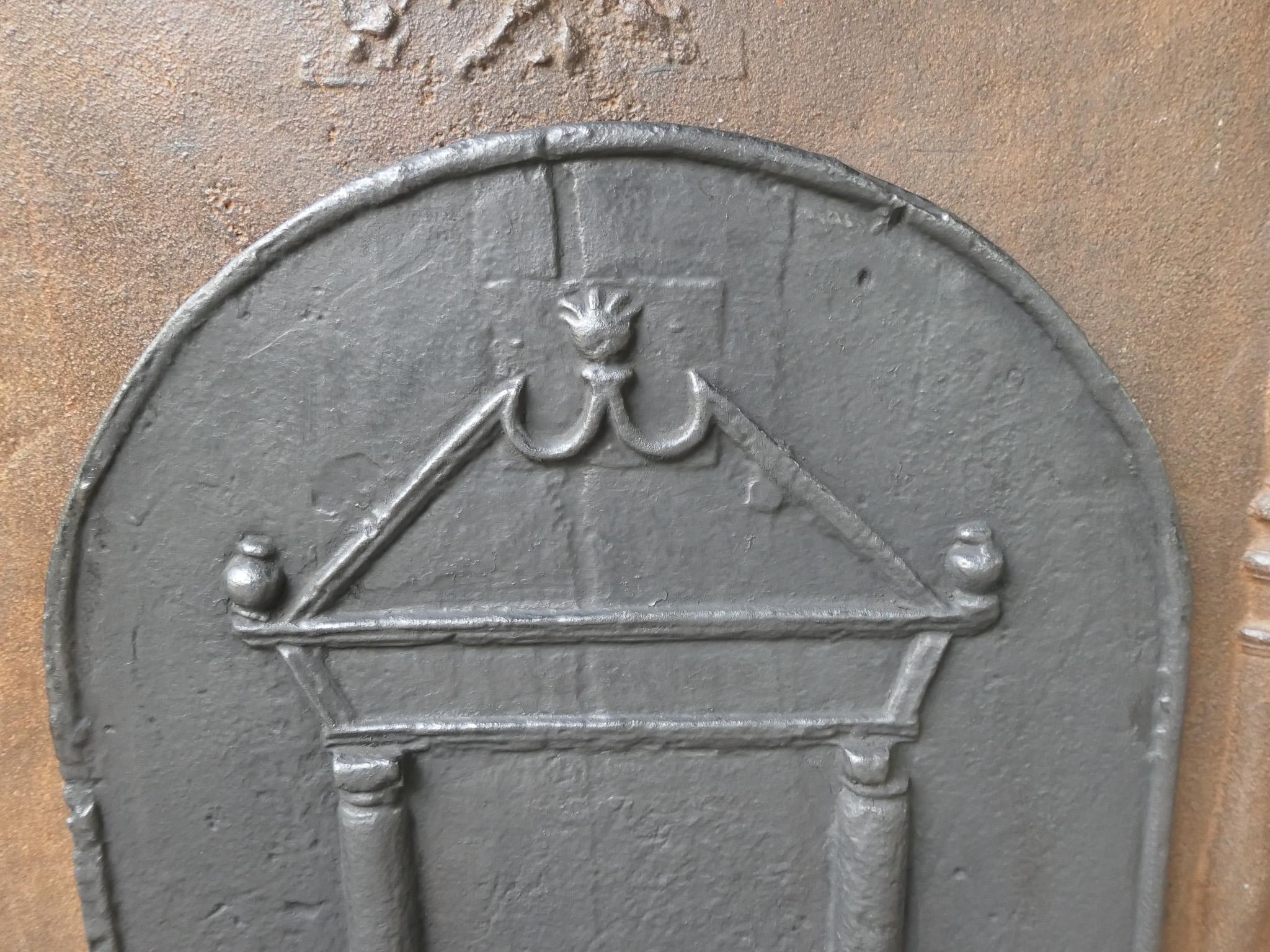 French Gothic 'Pillars and Pediment' Fireback, 17th Century For Sale 2