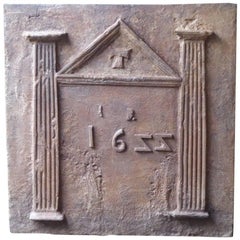 French Gothic 'Pillars and Pediment' Fireback, 17th Century