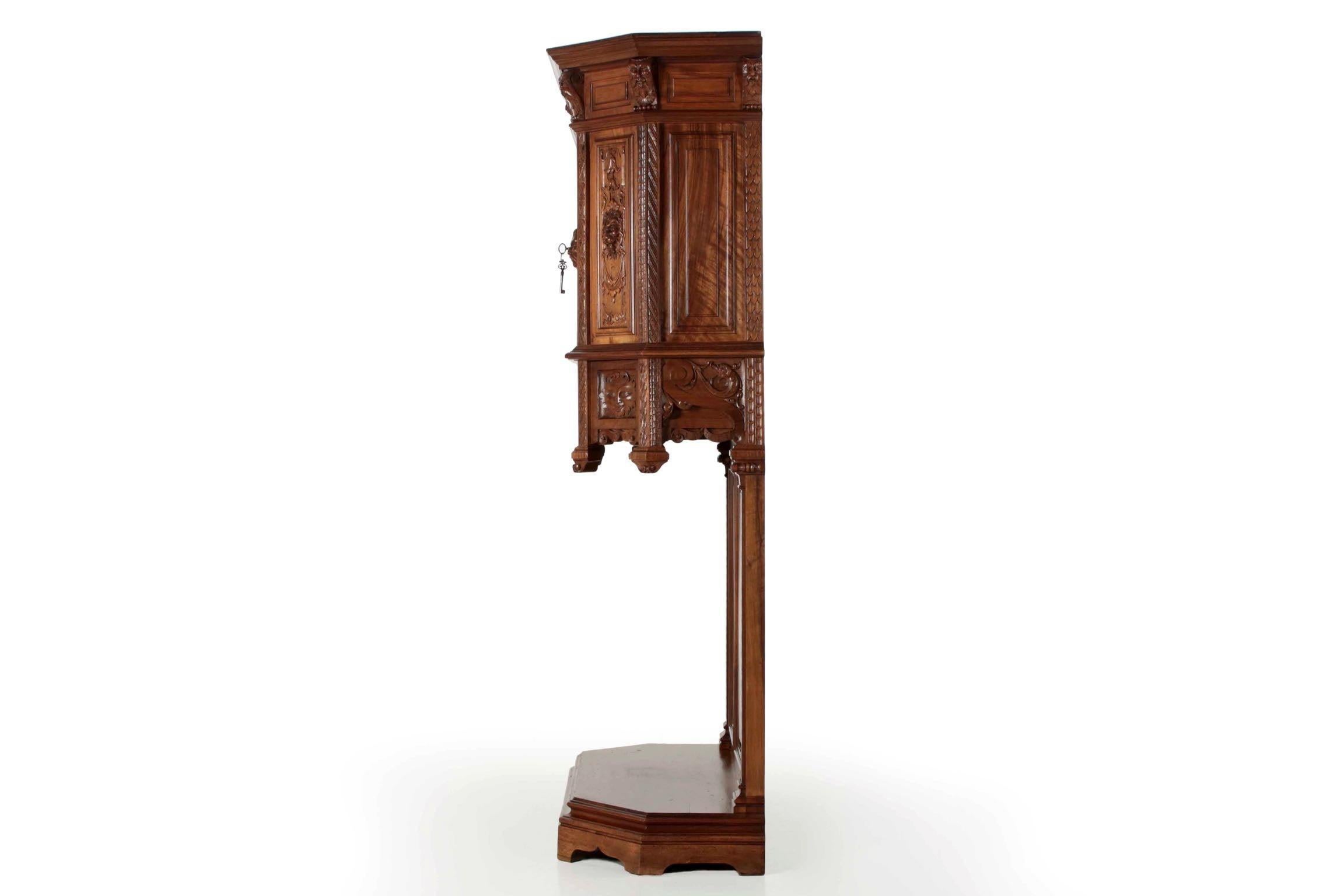 GOTHIC REVIVAL FINELY CARVED WALNUT COURT CUPBOARD
Probably France c. 1880
Item # 704RCA06Q

An exquisitely carved cupboard in the Gothic Revival taste, crafted in France during the last quarter of the 19th century, the cabinet is noteworthy for